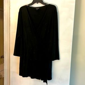 Black, wrap look, cotton tunic